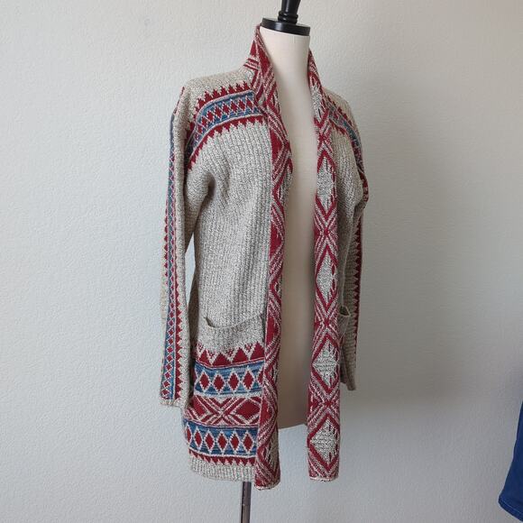 Lucky Brand Women's Open Front Cardigan Sweater Size Medium Western Southwestern - Picture 9 of 11